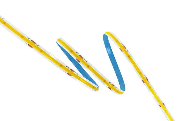 Cut samples of Sunlitec COB LED strip light in two colour temperatures