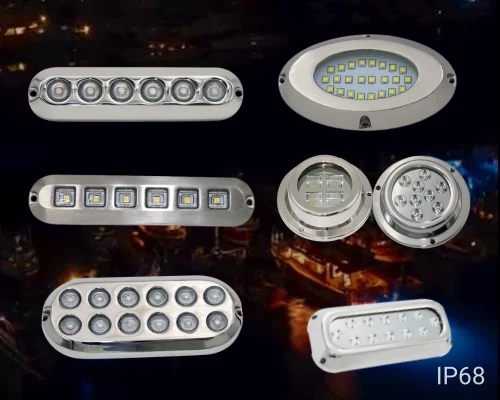 Sunlitec IP68 marine LED lights for boat hull and deck mounting