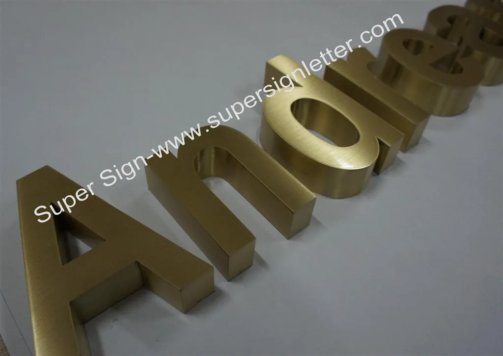 Built-Up Brushed Brass Sign Lettering manufactured by Super Sign, Shenzhen