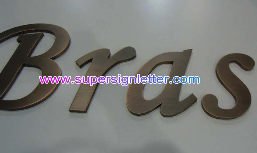Flat Cut Bronze Sign Letters manufactured by Super Sign, Shenzhen