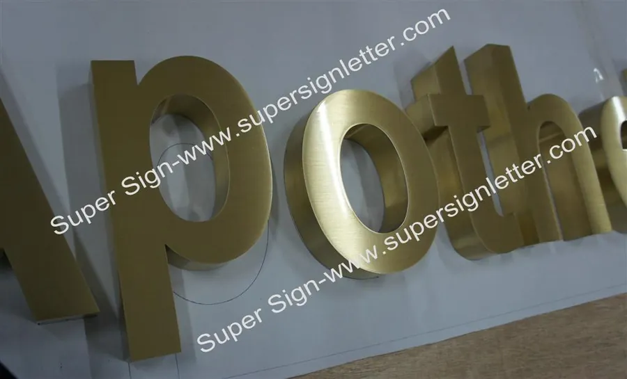 3D brushed brass letters