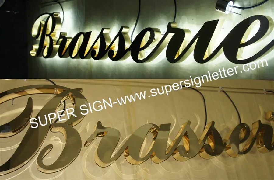 backlit LED polished brass letters 04