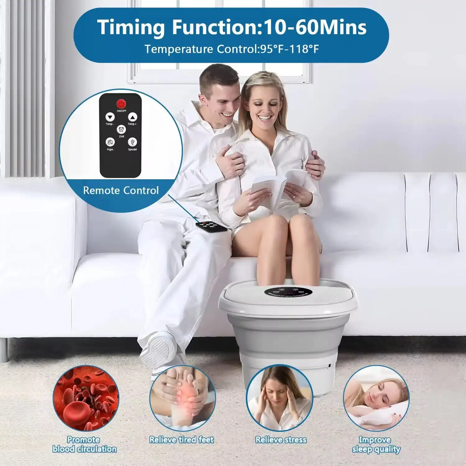 Foot Spa Massager with Red Light Therapy Bubble foot massager, view 7