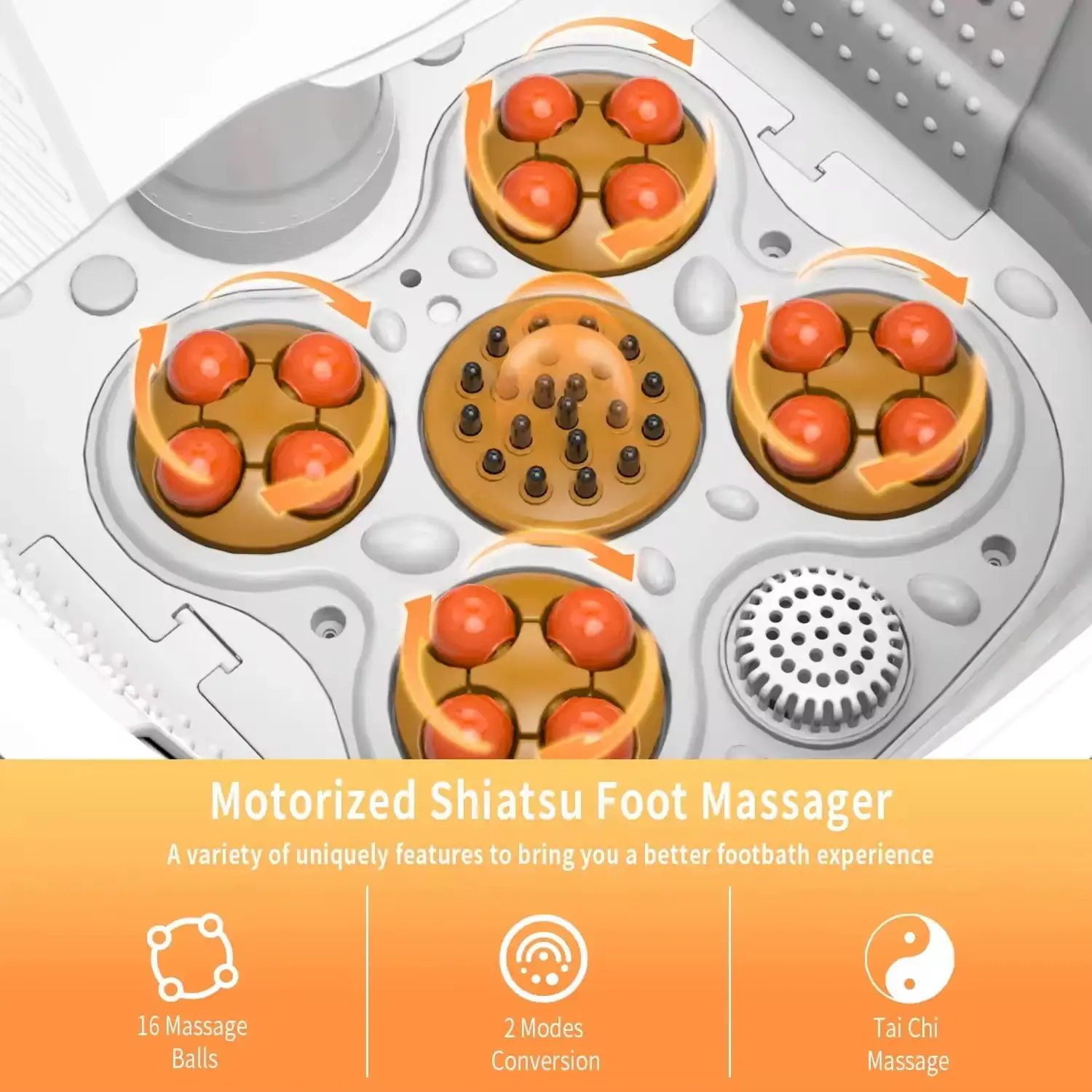 Foot Spa Massager with Red Light Therapy Bubble foot massager, view 5
