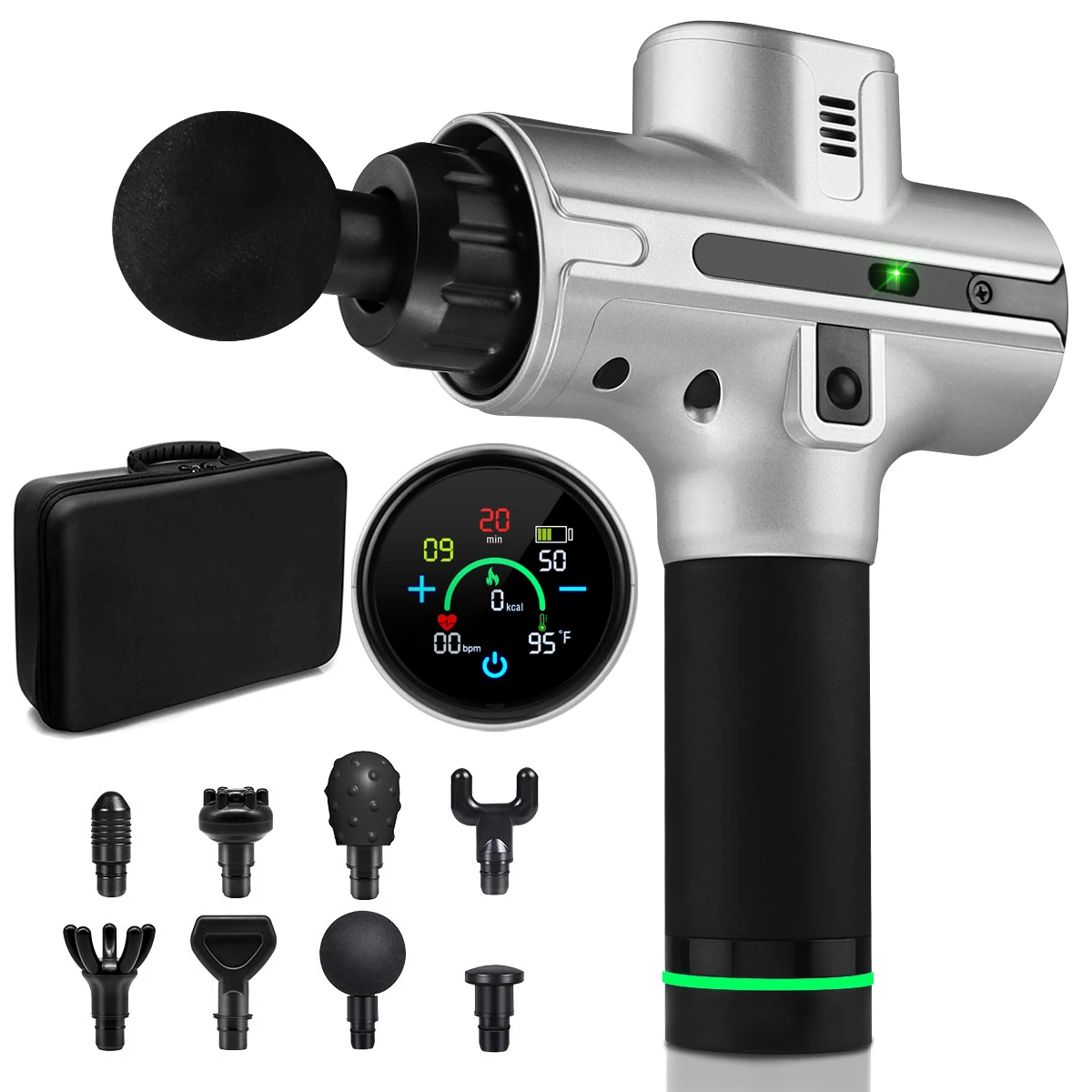 Percussion Massage Gun with Heart Sensor Calories Counter, view 2