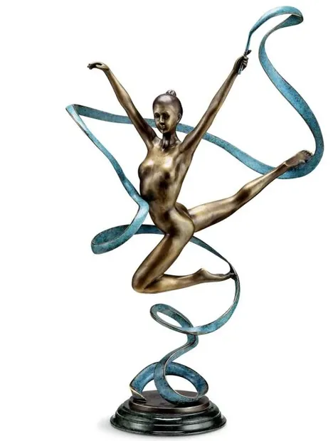 Close-up of the flowing form and textured surface of the bronze man sculpture