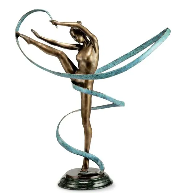 Sculpture placed on a display shelf with soft background lighting
