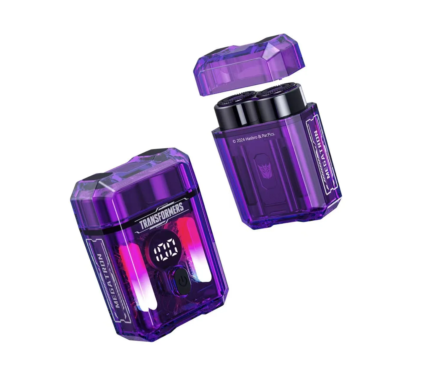 LED Transparent Electric Razor With IPX7 Rating - angled view