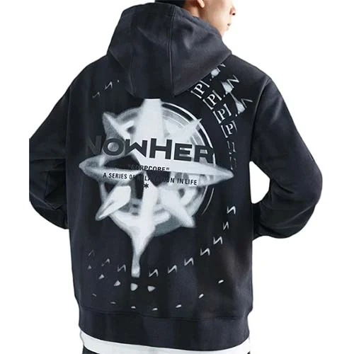 Men's hoodie by Tanbei Garments, back view