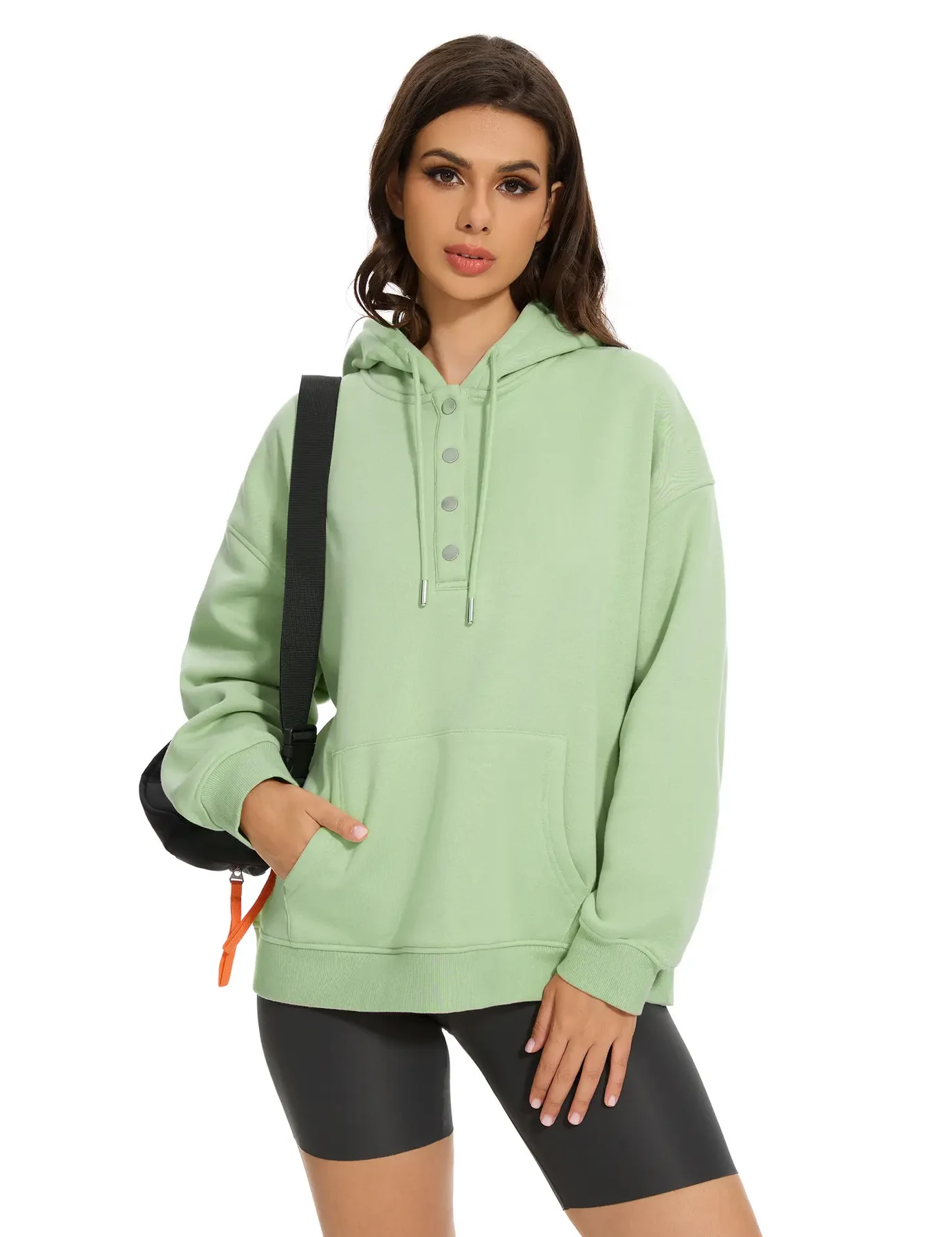 Women's hoodie by Tanbei Garments, back view