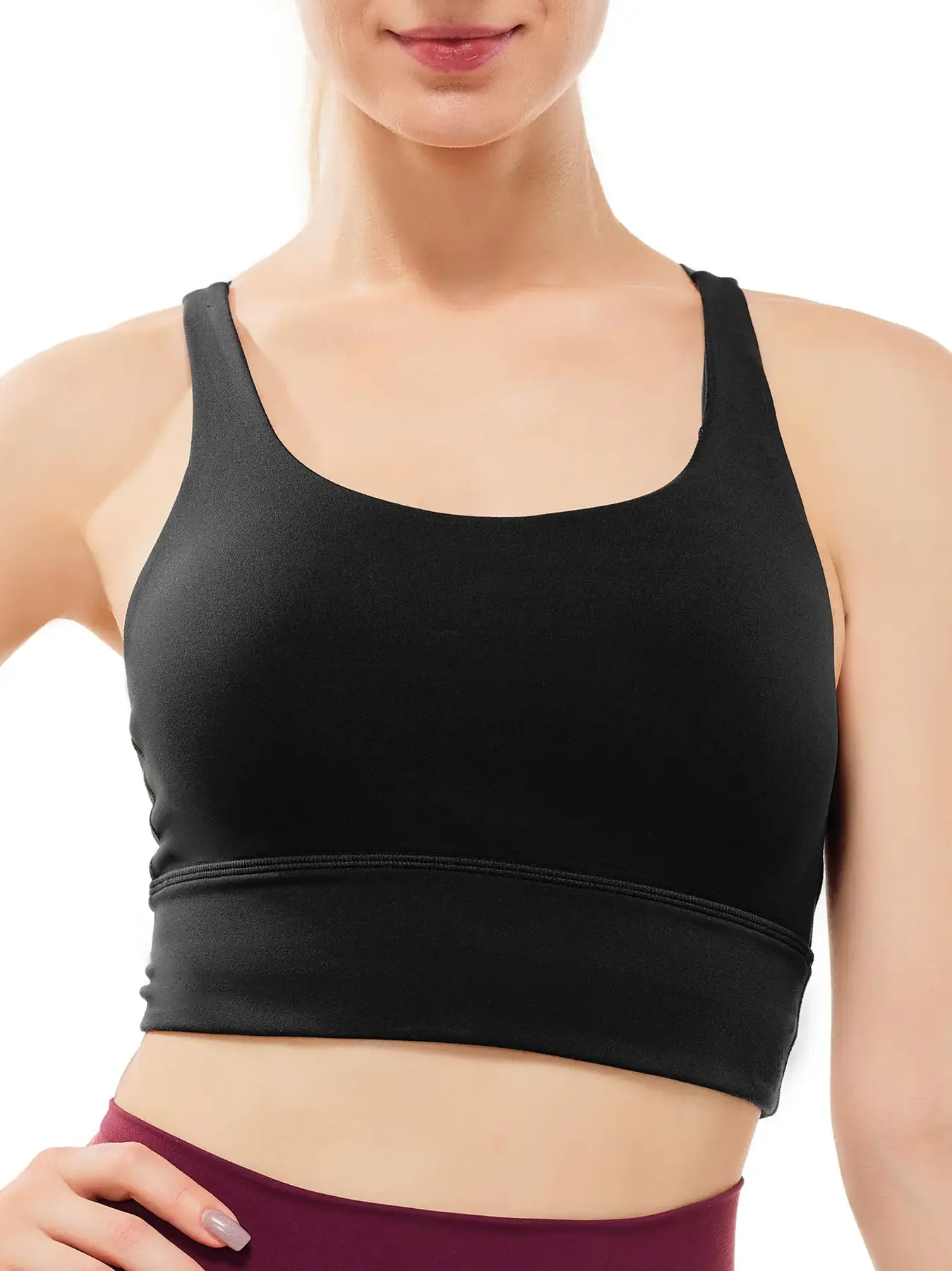Women's sports bra by Tanbei Garments, back view