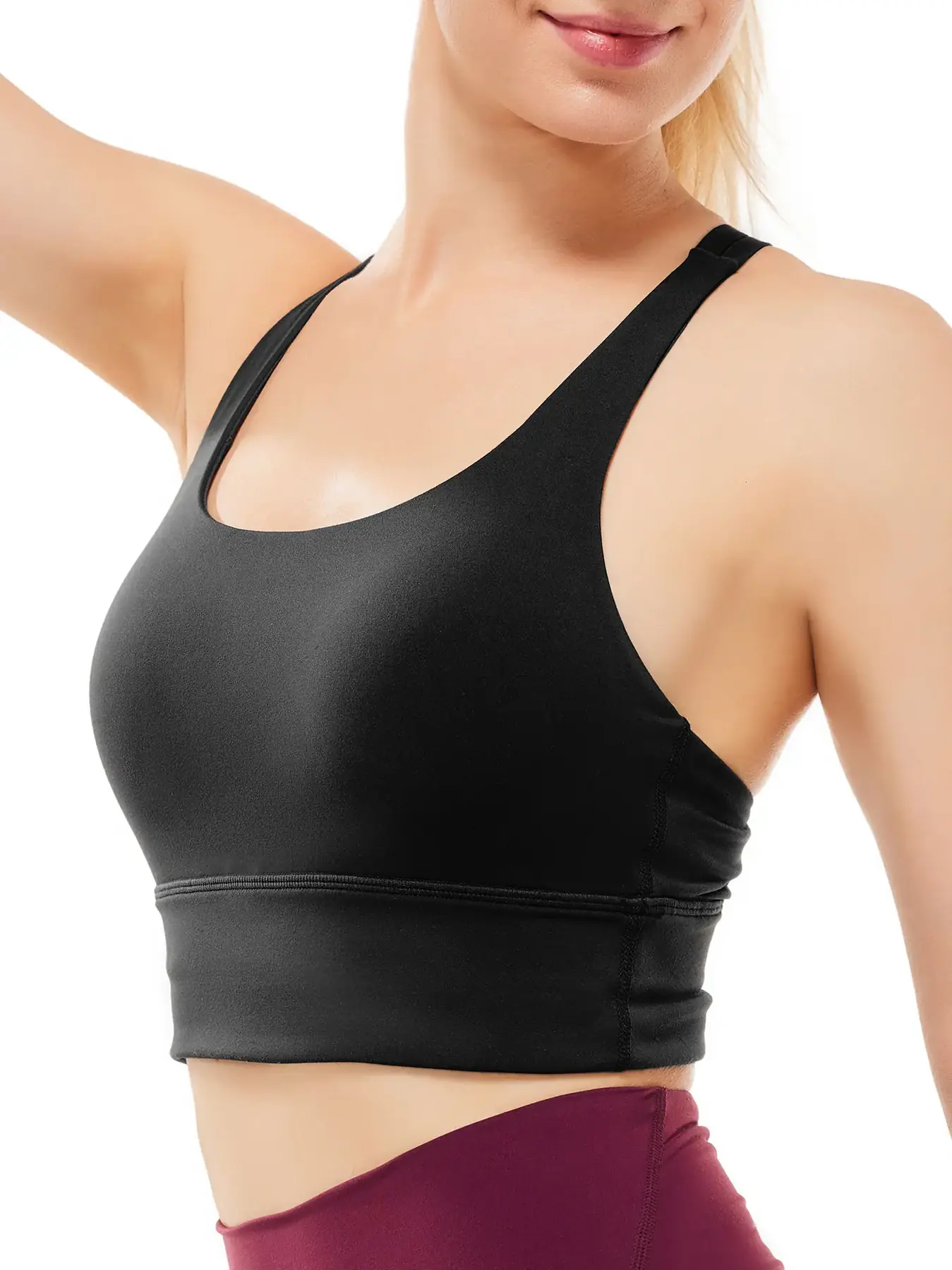 Women's sports bra by Tanbei Garments, front view
