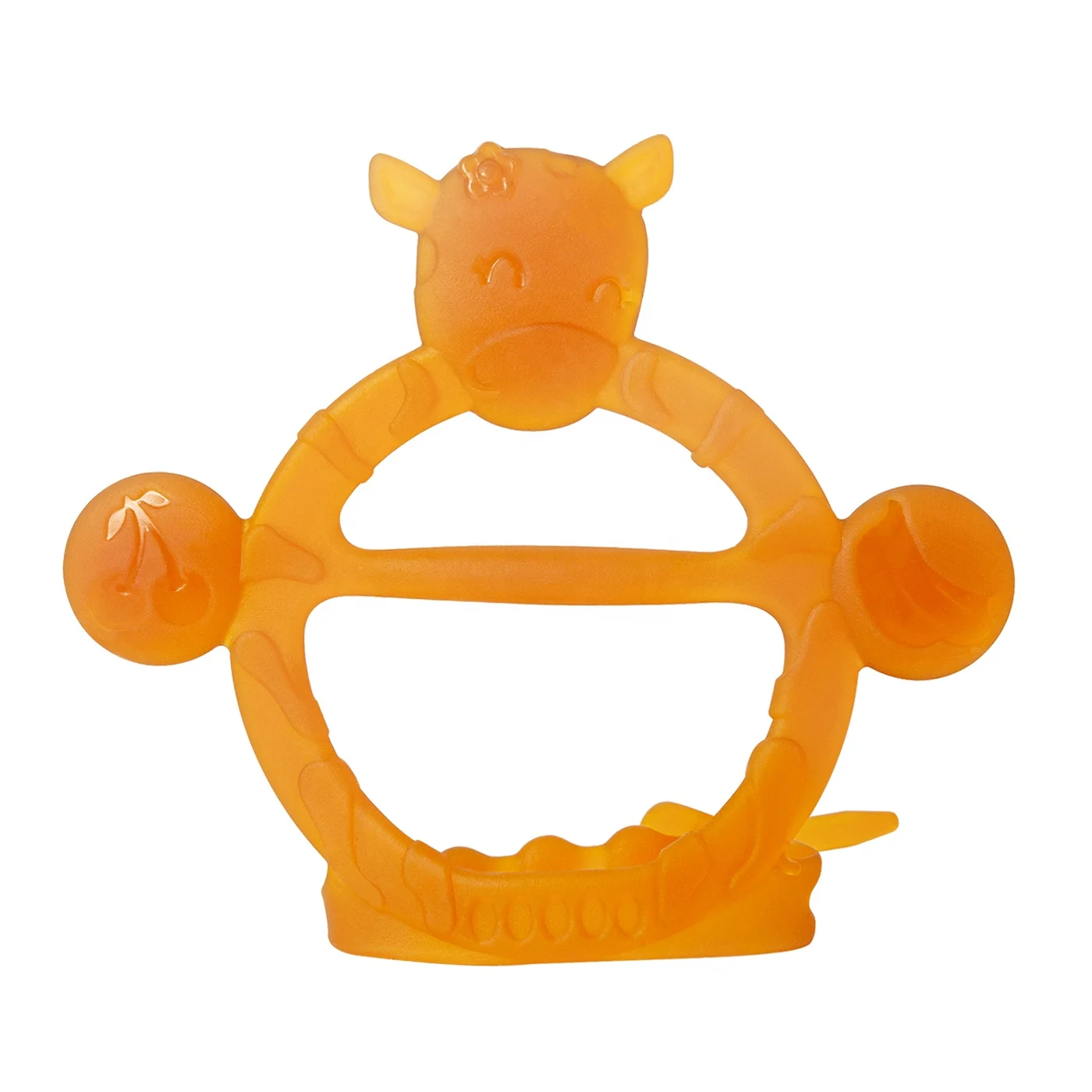 Nano silver silicone teether with adjustable bracelet, worn on a child's wrist
