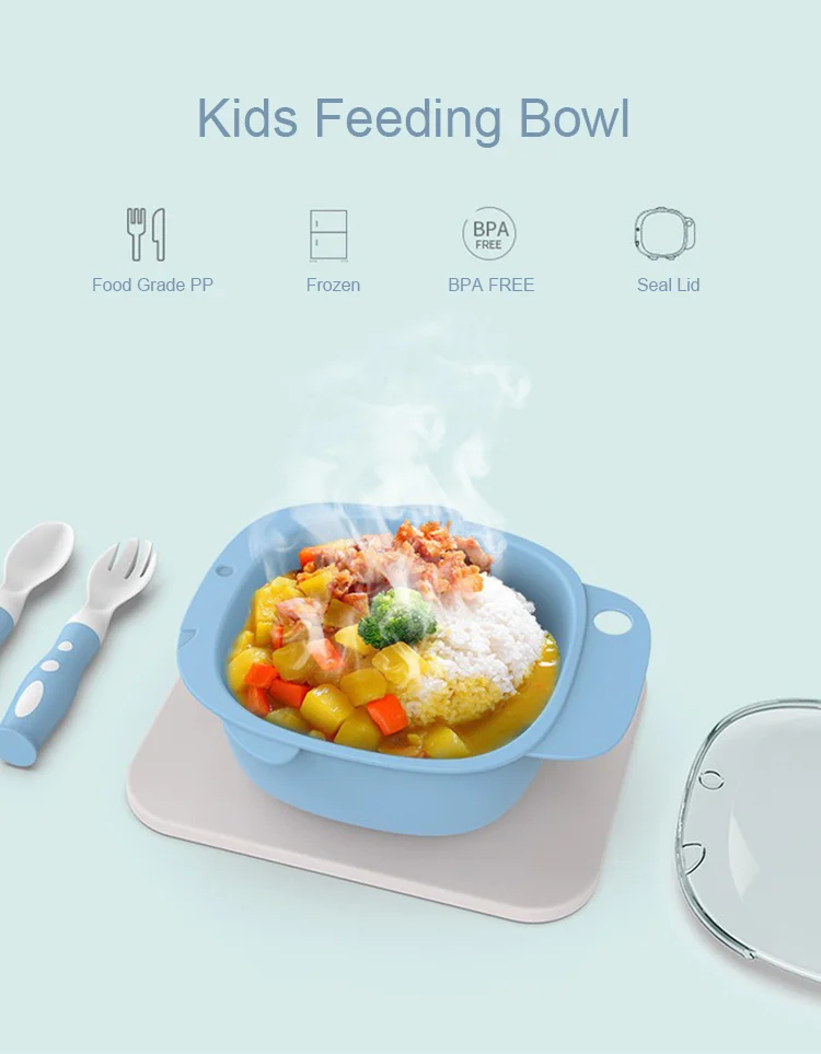Green baby bowl with lid, showing the interior and lid seal