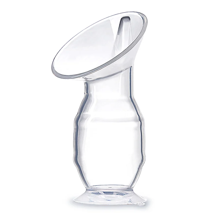 White 100ml silicone manual breast milk pump with suction base and stopper