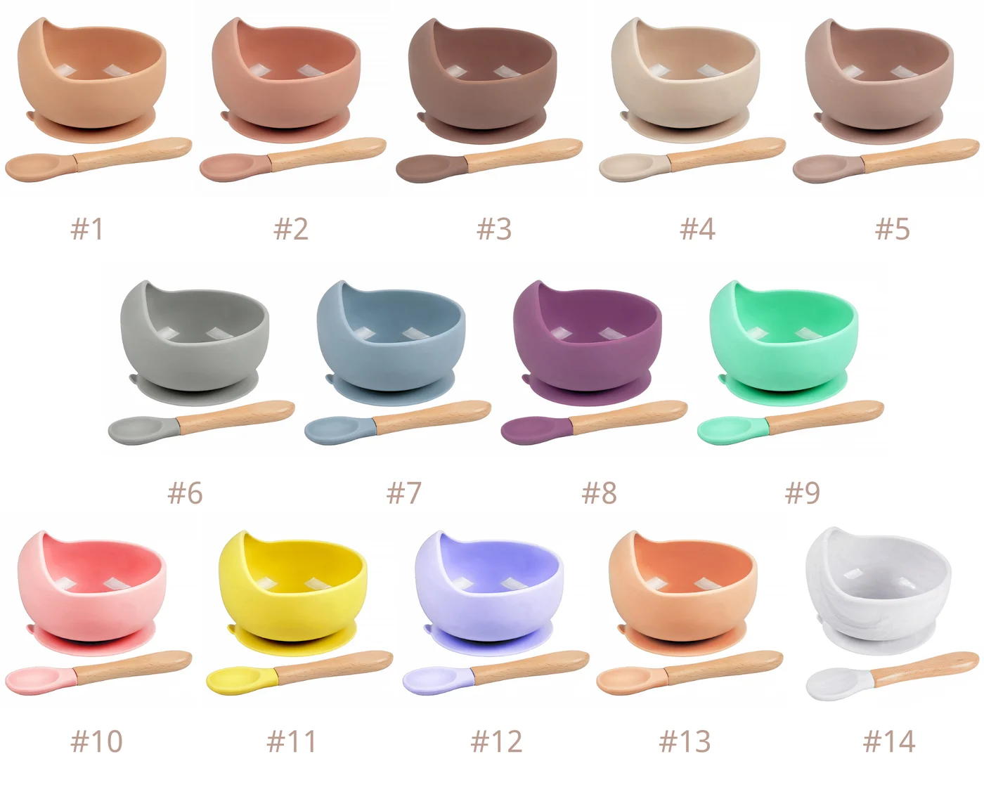 Baby Self Feeding Set Suction Silicone Bowl With Spoon