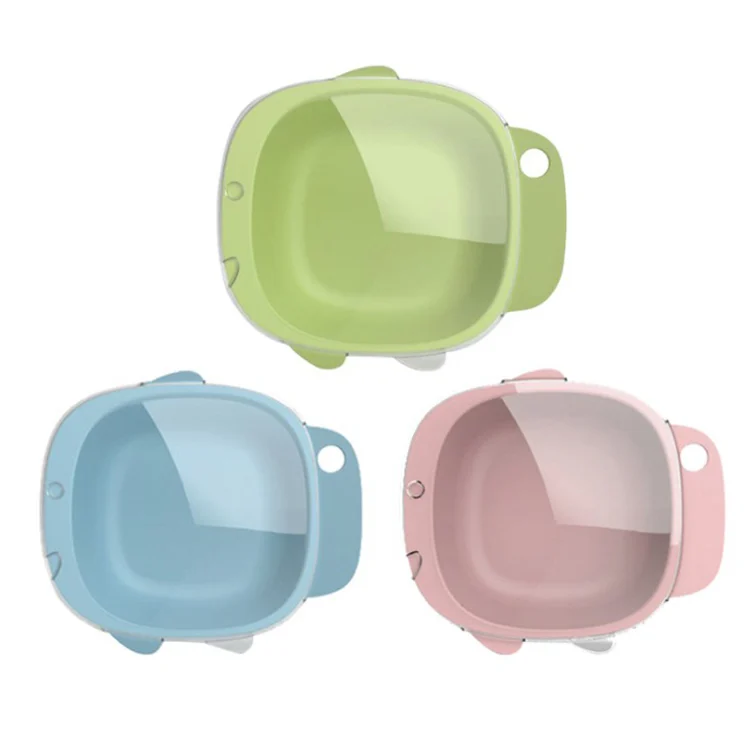 White 400ml baby bowl with lid, standing upright
