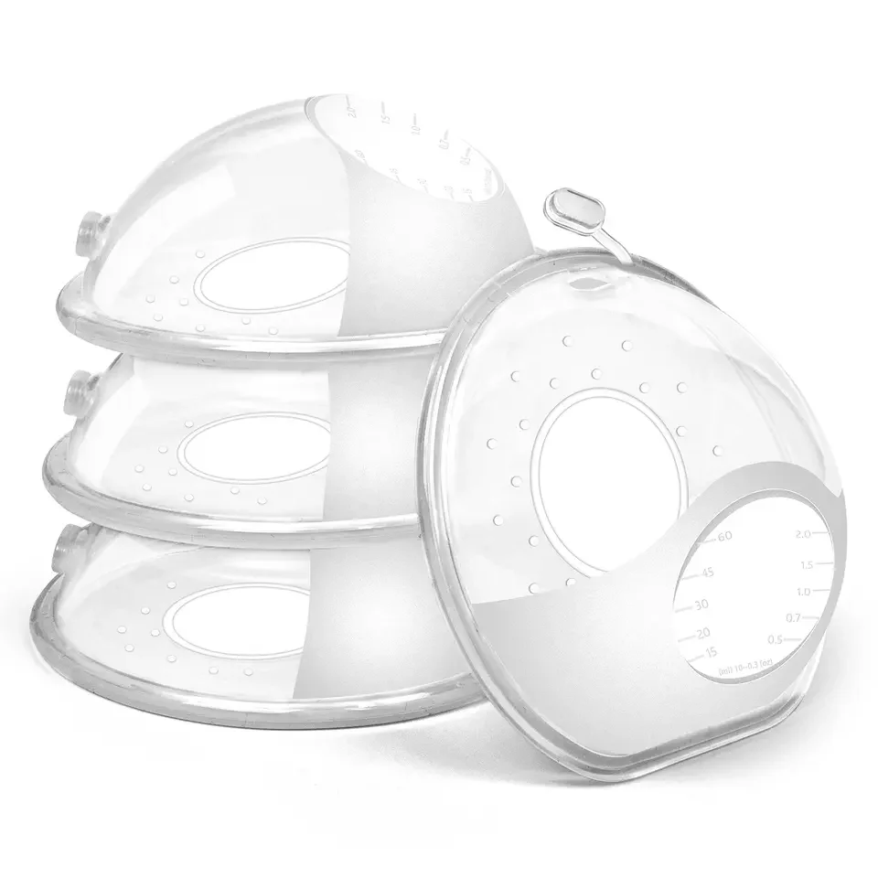 Pink wearable breast shell set with four shells in a colour box