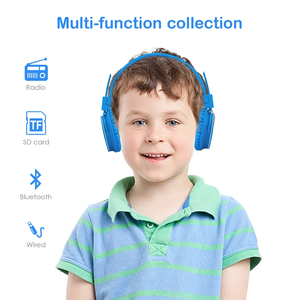 Unlabelled kids' headphones with the power button visible