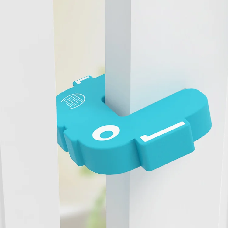 Three soft EVA foam baby door stoppers in a row, showing the C-shape design