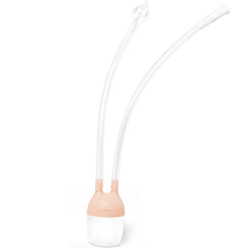 White baby nasal aspirator with ball-shaped tip and 19cm silicone tube