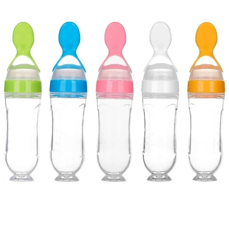 White silicone feeding bottle with suction cup base and protective cover