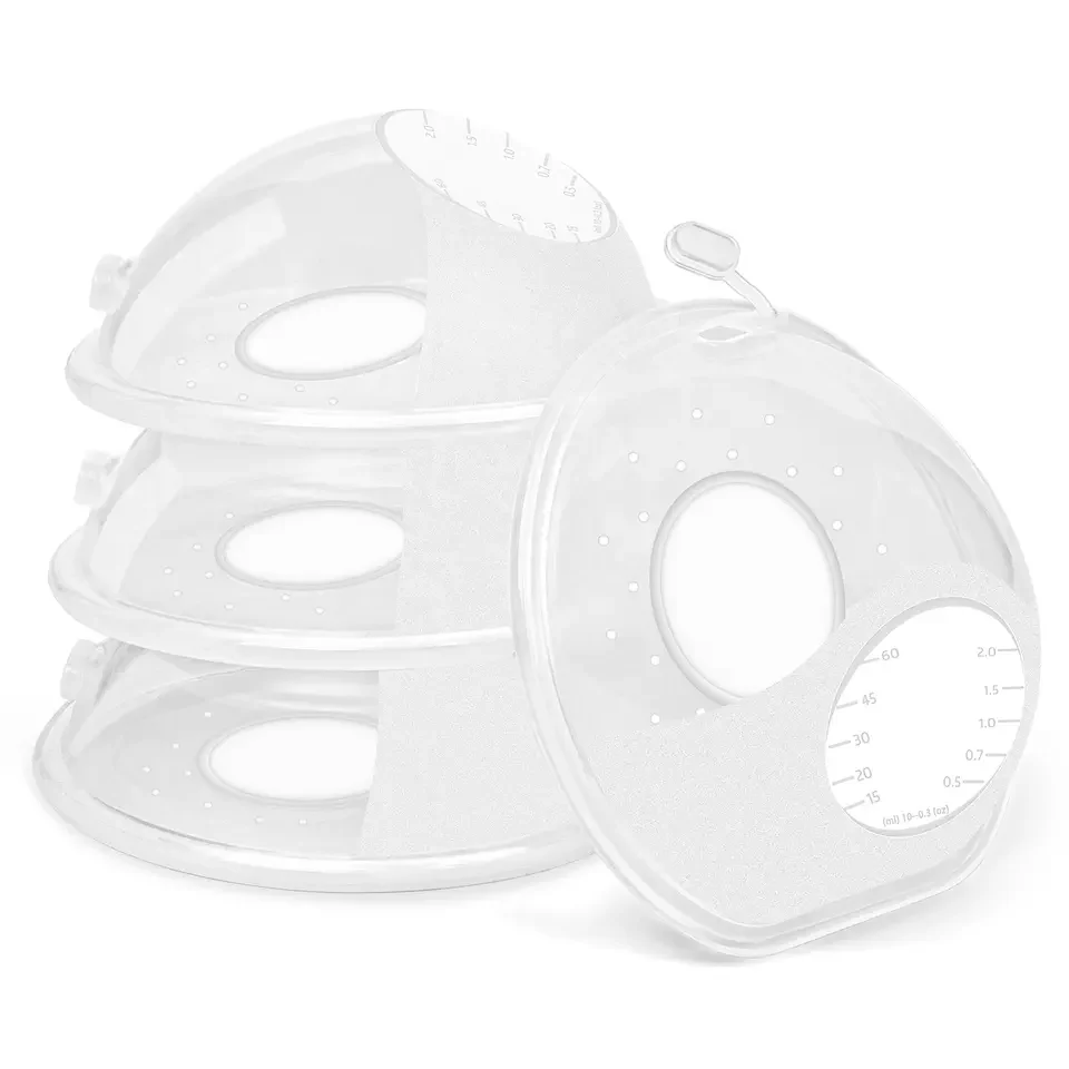 Grey breast shell with silicone rim and air vent, shown from the side