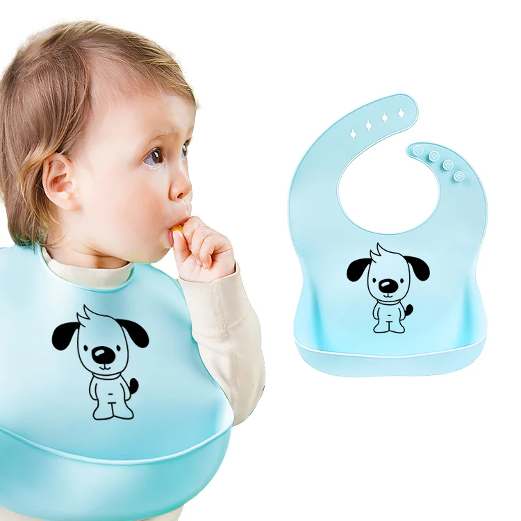 Side view of the silicone bib showing thickness and strap design