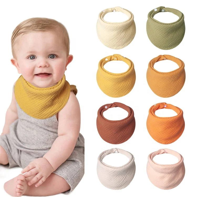 Close-up of the snap closure on the bib's neckband