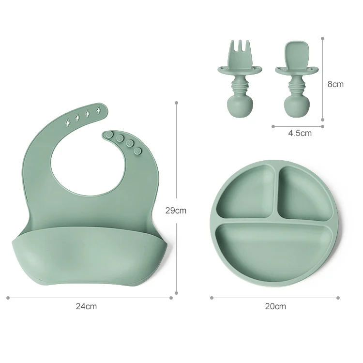 Adjustable bib with chin guard and elastic straps, shown on a baby-sized mannequin