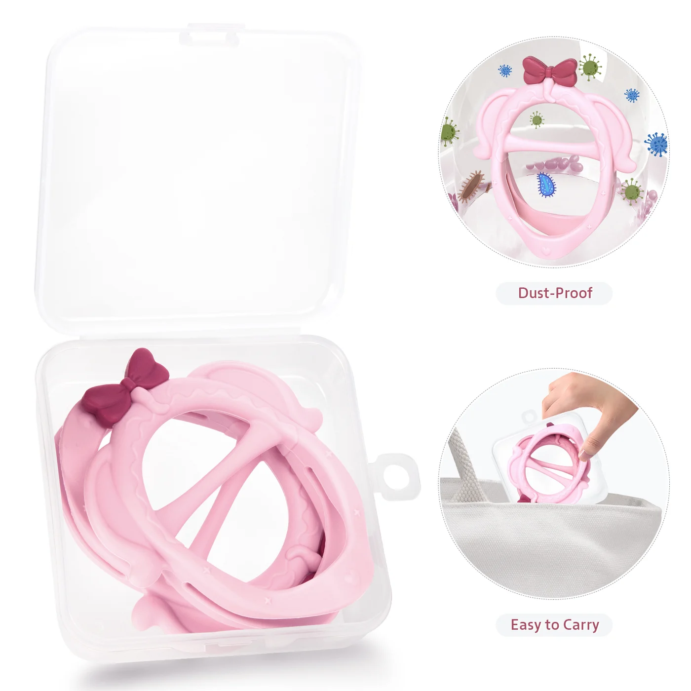 2 Pack Elephant Shape Silicone Baby Teether Toy