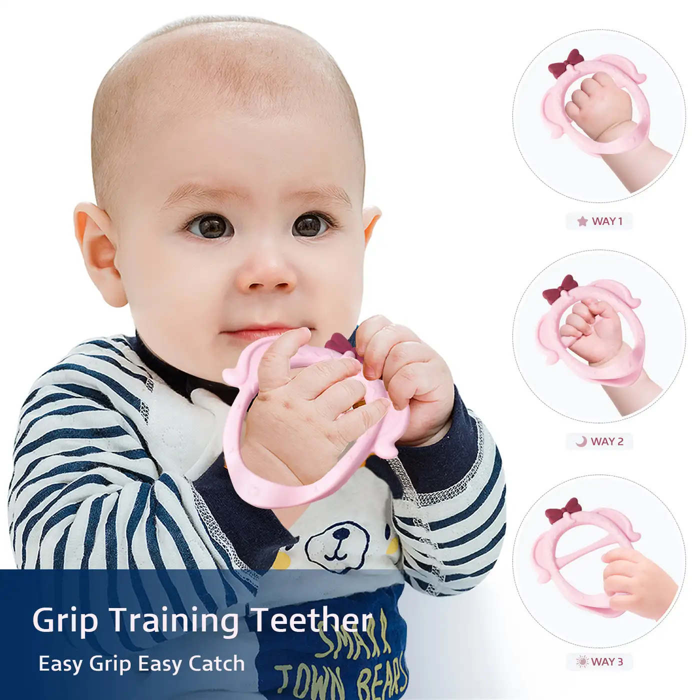 2 Pack Elephant Shape Silicone Baby Teether Toy