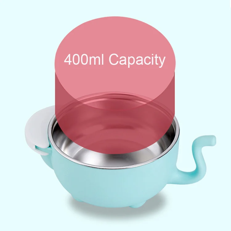 Bowl with lid on, showing the BPA-free PP lid and stainless steel body
