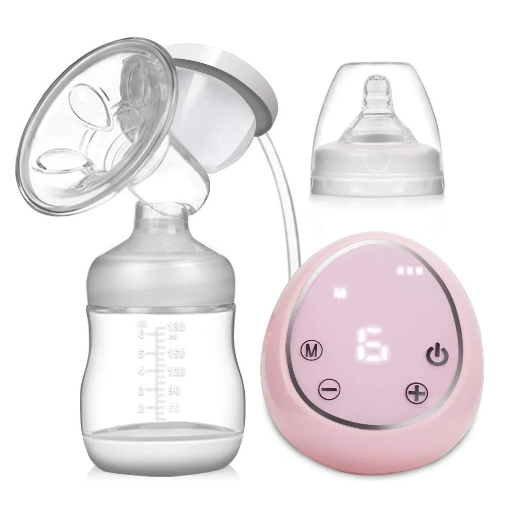 Blue electric breast milk pump with LED touch screen and silicone breast shield