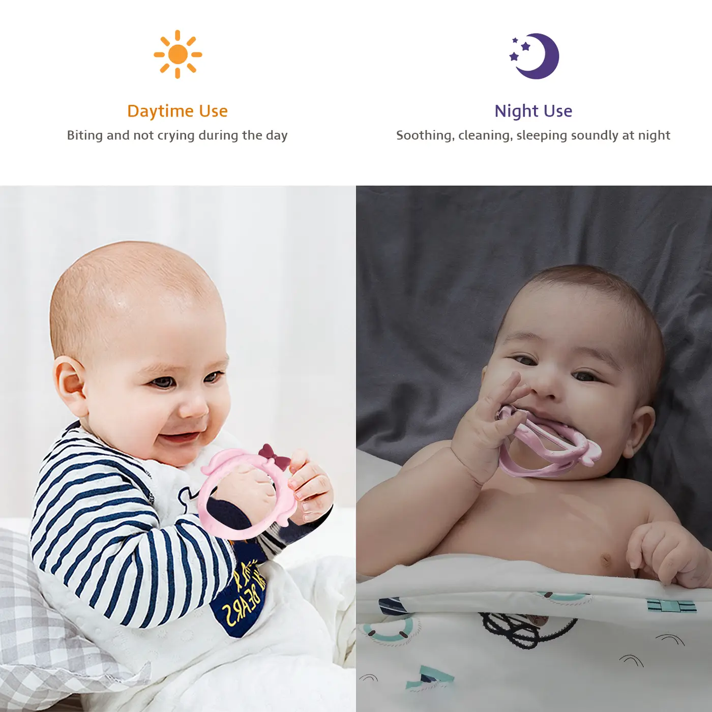 2 Pack Elephant Shape Silicone Baby Teether Toy