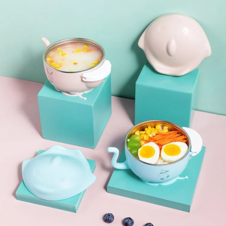 Bowl placed on a smooth surface, demonstrating the suction base holding in place