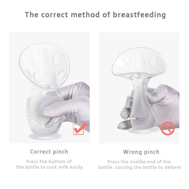 90ml Manual Hand Free Breastfeeding Silent Silicone Breast Pump