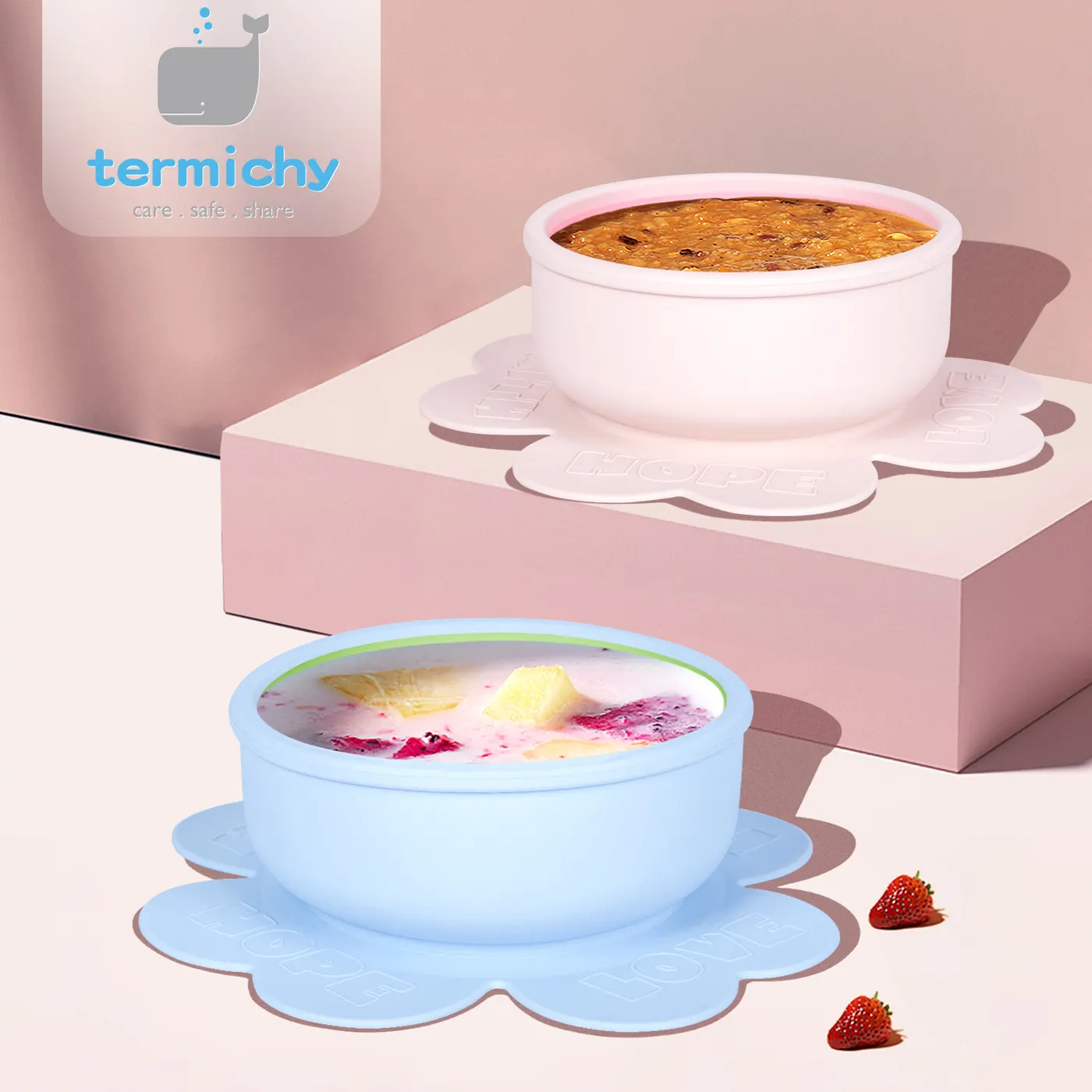 Bowl with a baby spoon inside, ready for feeding