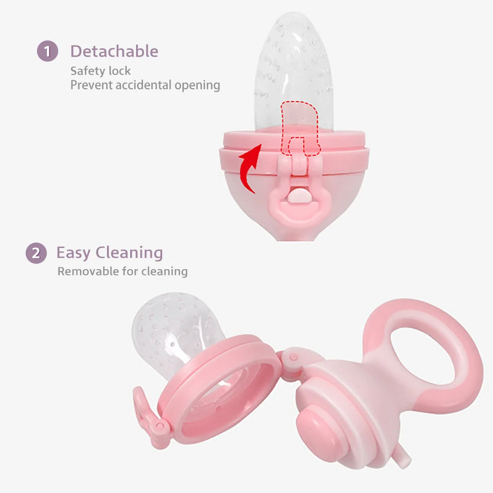Pacifier with the lid open, filled with puree