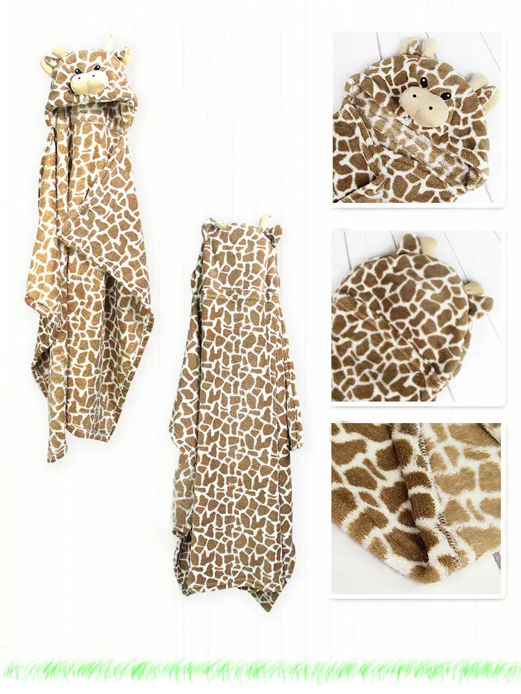 Animal Hooded Towel Fleece Baby Plush Blanket