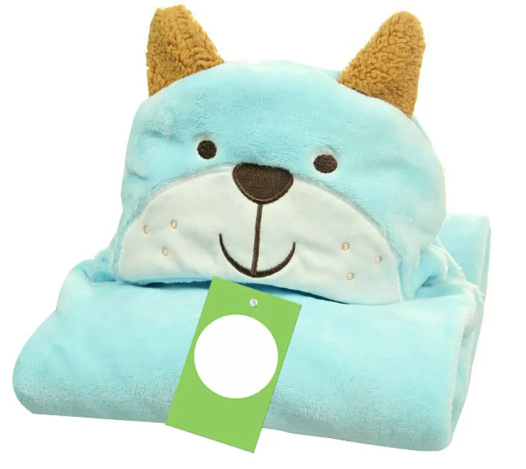 Close-up of the microfiber fabric texture on the animal hooded blanket