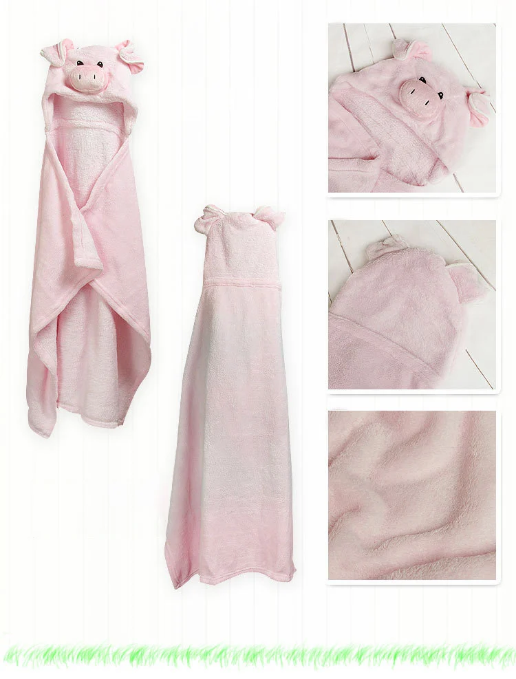 Animal Hooded Towel Fleece Baby Plush Blanket