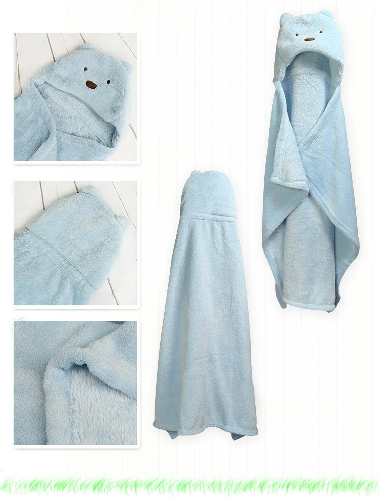 Animal Hooded Towel Fleece Baby Plush Blanket