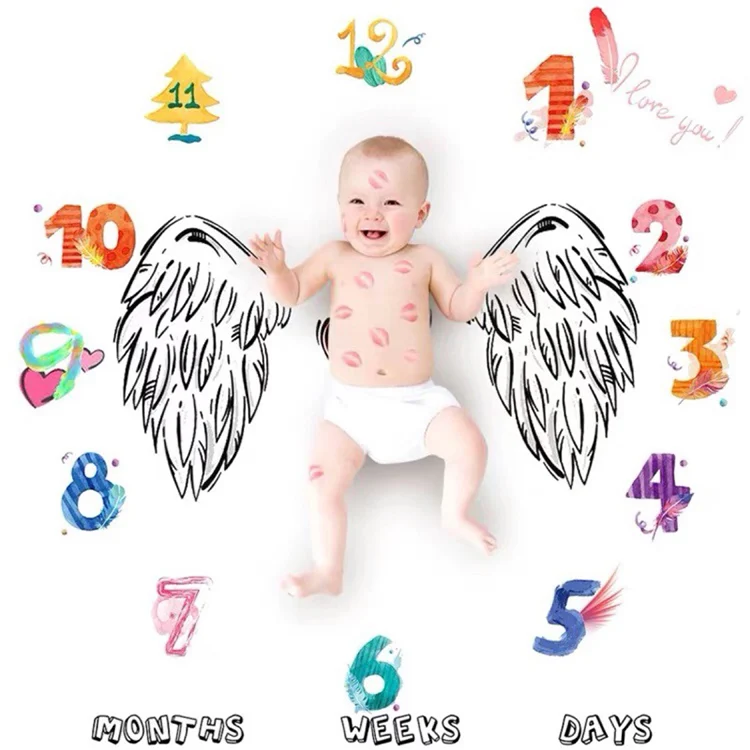 Pink 100*100cm polyester milestone blanket laid flat, ready for photography
