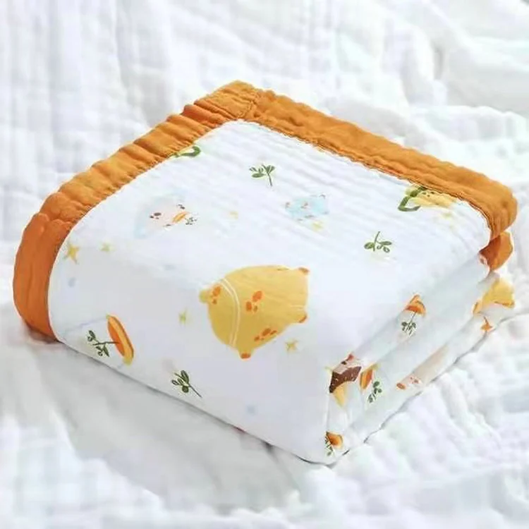 Baby blanket used as a stroller cover during outdoor walk