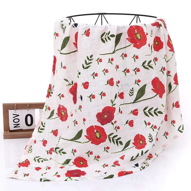 Cotton Material Floral Muslin Swaddle Blankets