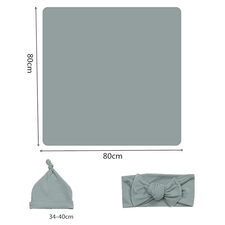 Headband Hat Muslin Baby Stretchy Swaddle Blanket Set