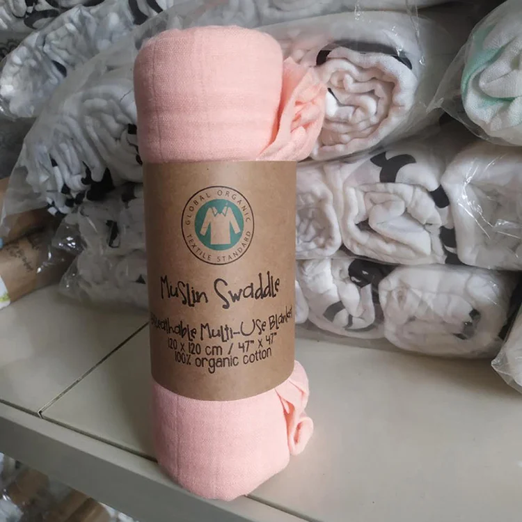 Solid Colors 2-Layer Cotton Muslin Receiving Swaddling Blanket