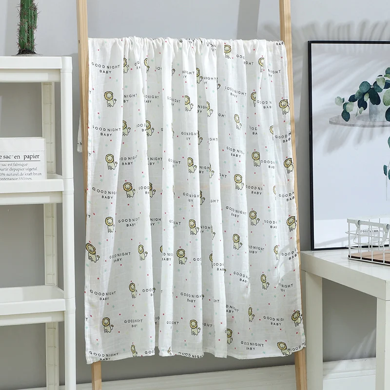 Close-up of the woven texture and edge stitching on a 2-layer bamboo cotton swaddle