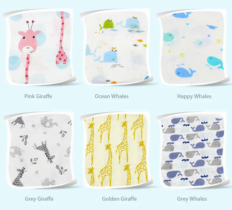 Multi-function 2-layer Soft Bamboo Cotton Muslin Swaddle Blankets for Baby